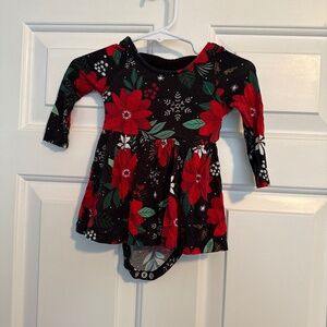 Little sleepies play poinsettia dress 0-3 months